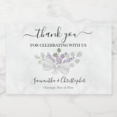 Eucalyptus & Lavender Weddenschap Bedankt Mini Sparkling Wijnetiket (Enkel label)