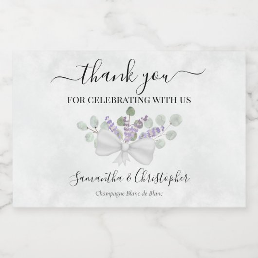 Eucalyptus & Lavender Weddenschap Bedankt Mini Sparkling Wijnetiket (Enkel label)