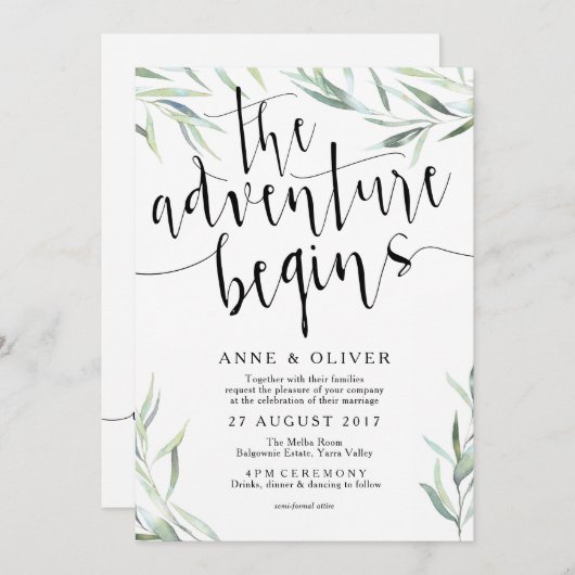 Eucalyptus L'aventure commence Faire-part de maria (Devant / Derrière)