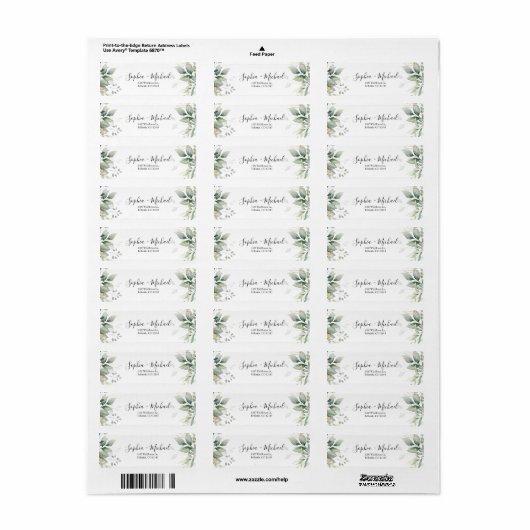 Eucalyptus Leaf Bruiloft Retouradres Label (Full Sheet)