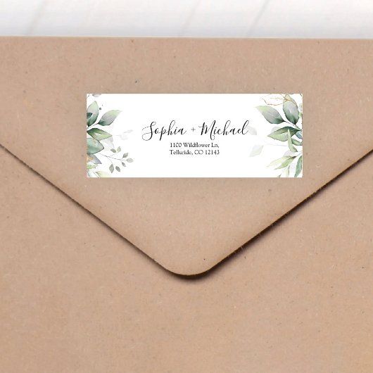 Eucalyptus Leaf Bruiloft Retouradres Label