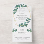 Eucalyptus Leaf Elegant Geometric Wedding All In One Uitnodiging (Binnen)