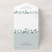 Eucalyptus Leaf Foliage Modern Wedding All In One Uitnodiging (Buitenkant)
