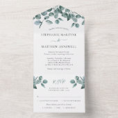 Eucalyptus Leaf Foliage Modern Wedding All In One Uitnodiging (Binnen)