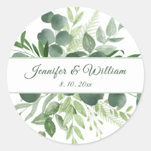 Eucalyptus Leaf Natuur Greenery Script Ronde Sticker