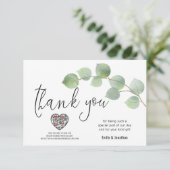 Eucalyptus Leaf Script Foto QR Code Hartelijk dank Bedankkaart (Staand voorkant)