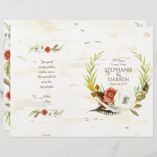 Eucalyptus Leaf Wreath Modern Ceremony Programme (Voorkant / Achterkant)