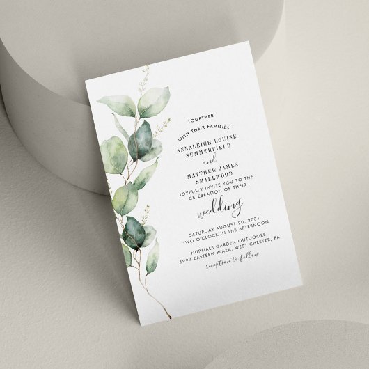 Eucalyptus Leaves Botanical Greenery Wedding Kaart