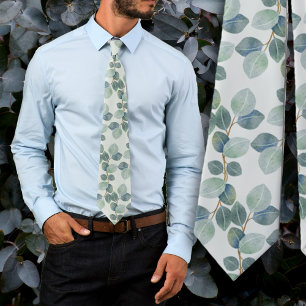 Eucalyptus Leaves Botanical Grooms Necktie Stropdas