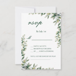 Eucalyptus leaves botanical rsvp wedding card kaartje