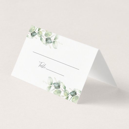 Eucalyptus Leaves Botanical Wedplace Card Kaart (Voorkant)