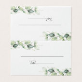 Eucalyptus Leaves Botanical Wedplace Card Kaart (Buitenkant ongevouwen)