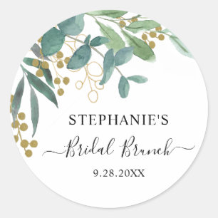 Eucalyptus Leaves Bridal Brunch Ronde Sticker