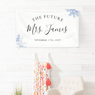 Eucalyptus Leaves Gold Dusty Blue Weddenschap Spandoek