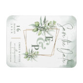 Eucalyptus Leaves Gold Lijst Greenery Wedding Save Magneet (Horizontaal)