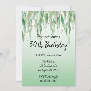 Eucalyptus Leaves Green Ombre 50th Birthday Kaart