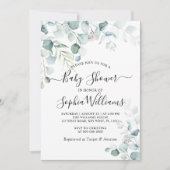 Eucalyptus Leaves Greenery Baby shower Invitation Kaart (Voorkant)
