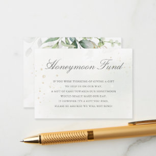 Eucalyptus Leaves Greenery Gold Honeymoon Fund Informatiekaartje