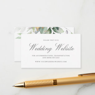 Eucalyptus Leaves Greenery Gold Wedding Website Informatiekaartje