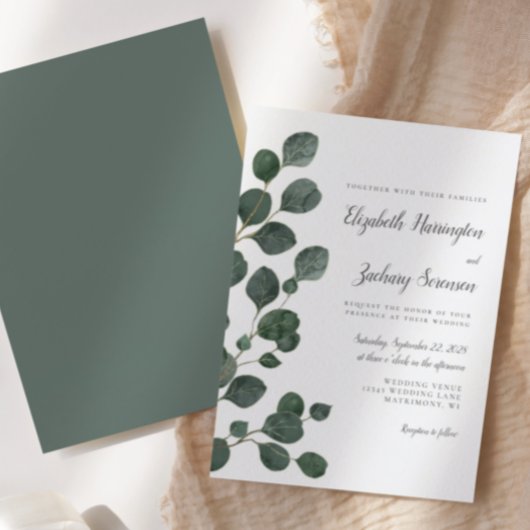 Eucalyptus Leaves Greenery Waterverf Wedding Kaart
