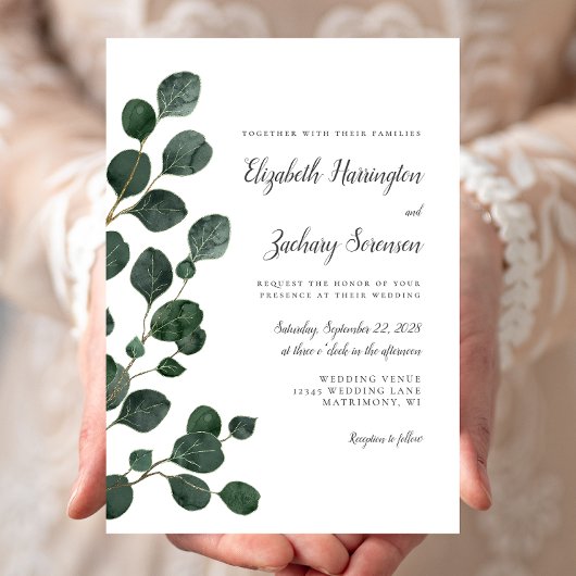 Eucalyptus Leaves Greenery Waterverf Wedding Kaart