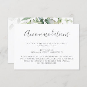Eucalyptus Leaves Greenery Wedding Accommodations Informatiekaartje