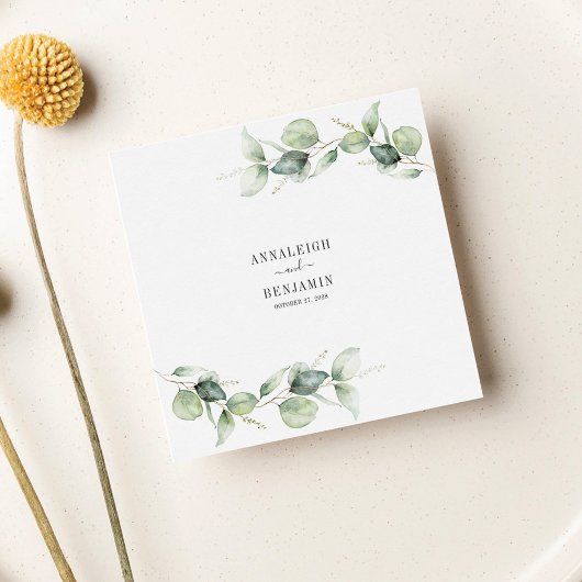 Eucalyptus Leaves Greenery Wedding Cocktail Servet