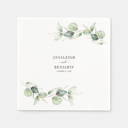 Eucalyptus Leaves Greenery Wedding Paper Servet (Voorkant)