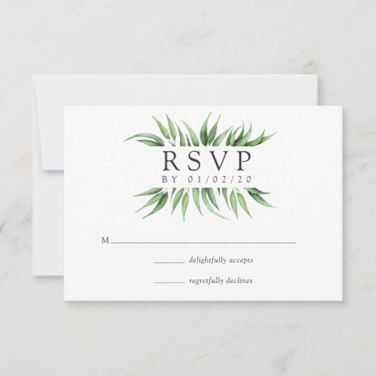 Eucalyptus Leaves Greenery Wedding RSVP Kaartje (Voorkant)