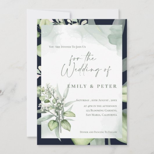  Eucalyptus Leaves Monogram Greenery Wedding (Voorkant)