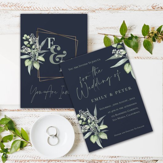 Eucalyptus Leaves Monogram Luxury Greenery Wedding
