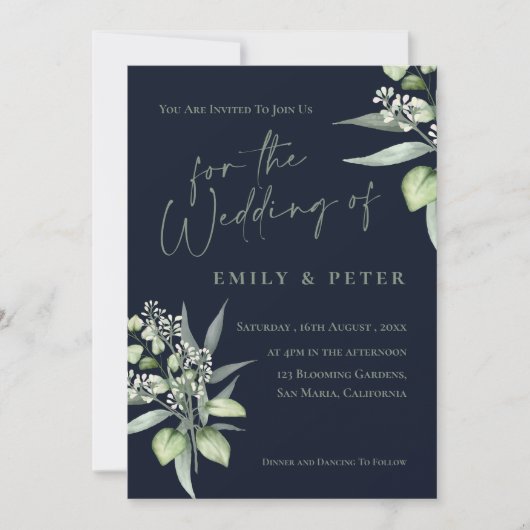 Eucalyptus Leaves Monogram Luxury Greenery Wedding (Voorkant)