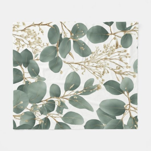 Eucalyptus Leaves Pattern Fleece Deken (Voorkant (Horizontaal))