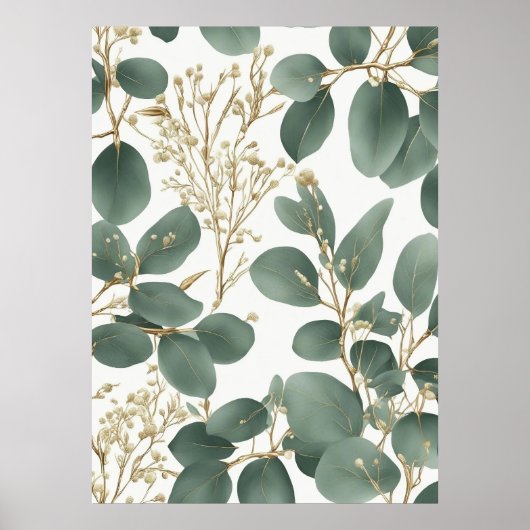 Eucalyptus Leaves Pattern Poster (Voorkant)