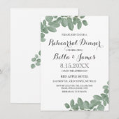 Eucalyptus Leaves Rehearsal Dinner Invitation Kaart (Voorkant / Achterkant)