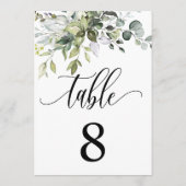 Eucalyptus Leaves Wedding Event Seating Table Kaar Kaart (Achterkant)