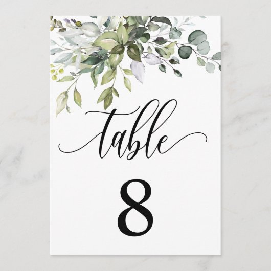 Eucalyptus Leaves Wedding Event Seating Table Kaar Kaart (Voorkant)