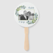 Eucalyptus Leaves Wedding Fan Foto in Gezegde Handwaaier (Voorkant)