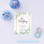 Eucalyptus Leaves WEDDING Greenery GOLD QR CODE Flyer (Enkel)