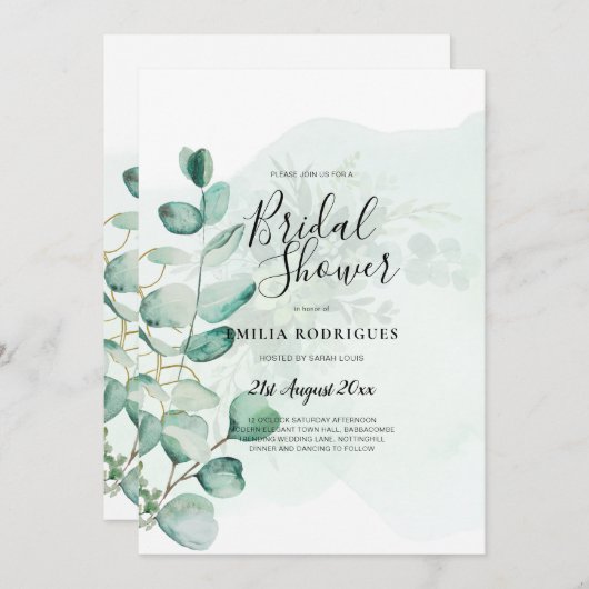 Eucalyptus Leaves Wedding Greenery QR CODE Modern Kaart (Voorkant / Achterkant)