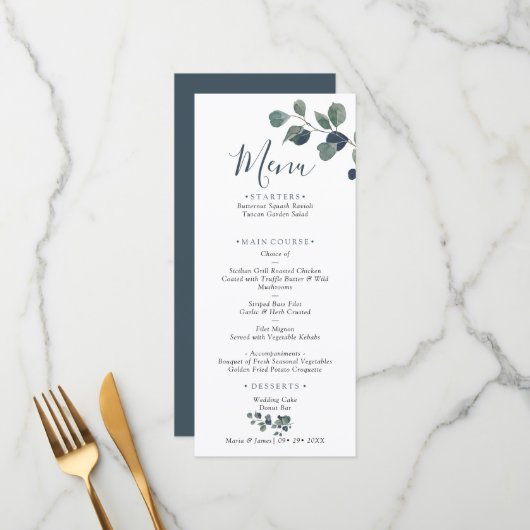 Eucalyptus Leaves Wedding Menu (Voorkant / Achterkant in situ)