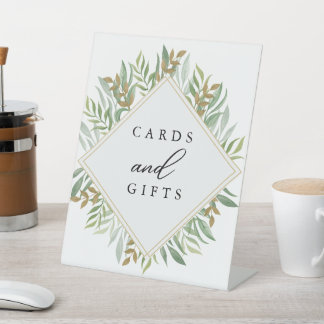 Eucalyptus Leaves Wedding Reclamebord Met Voetstuk