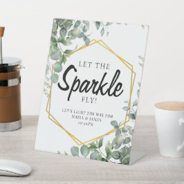 Eucalyptus Leaves Wedding Reclamebord Met Voetstuk