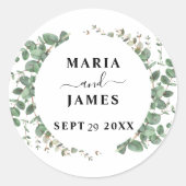 Eucalyptus Leaves Wedding Ronde Sticker (Voorkant)
