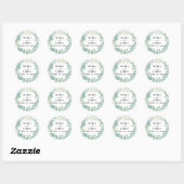 Eucalyptus Leaves Wedding Ronde Sticker (Vel)