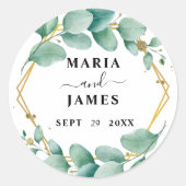 Eucalyptus Leaves Wedding Ronde Sticker (Voorkant)