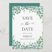 Eucalyptus Leaves Wedding Save The Date (Voorkant / Achterkant)