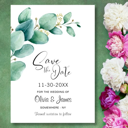 Eucalyptus Leaves Wedding Save the Date