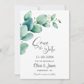 Eucalyptus Leaves Wedding Save the Date (Voorkant)