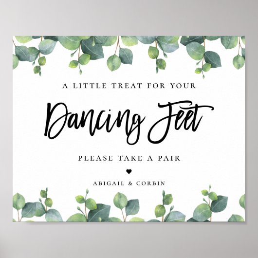 Eucalyptus Leaves Wedding Teenslippers Poster (Voorkant)